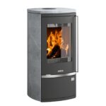 Justus Reno R Dauerbrandofen 6 kW – Speckstein, Korpus Stahl Gussgrau, mit Luftautomatik