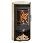 Justus Usedom 5 D Dauerbrandofen 5,5 kW – Sandstein, Korpus Stahl Schwarz, mit Luftautomatik